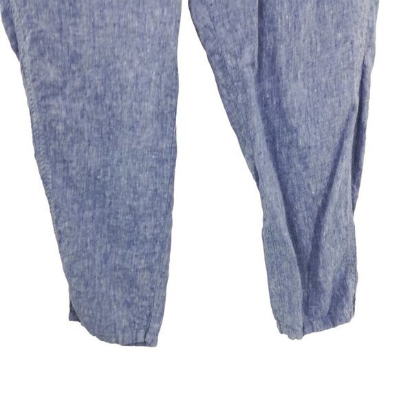 J Jill Love Linen Blue Pull On Tapered Ankle Pants Size M Pockets Lightweight - Picture 7 of 10